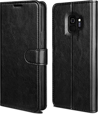 NWNK13 for Samsung Galaxy J6 2018 / J600 Case Leather Wallet Book Flip Folio Stand View Cover Pouch for Samsung Galaxy J6 Black
