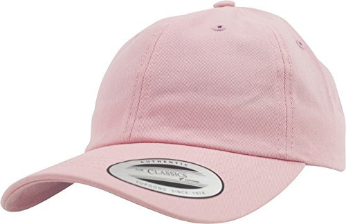 Yupoong Flexfit Low Profile Cotton Twill Unisex Dad Hat Cap für Damen und Herren, 6 Panel Baseball Cap unstructured mit Messingverschluss, pink, One Size