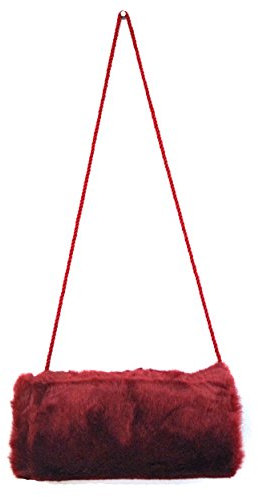 familientrends Muff Pelzmuff Nerz Handschuh Handwärmer Pelz Webpelz zum umhängen viele Farben, Farbe:Bordeaux