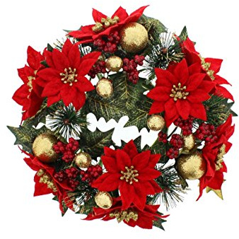 Festive Productions Weihnachtsstern und Berry Kerze Ring, Rot