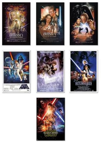 Star Wars Episode I, II, III, IV, V, VI & VII ͠7 Stück Film Poster/Kunstdruck Set (7 Regular Style Poster) (Größe: je 61 x 91,4 cm) Unframed Unframed