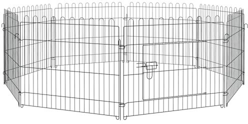 PawHut Parc enclos Chiots Animaux domestiques pour Chiens Lapins rongeurs Petits Animaux intérieur et extérieur diamètre 180 cm 8 Panneaux 71 x 61 cm Noir