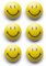 Zeller 11204 Magnet-Set 6-teilig, Smiley, Kunststoff ø 3 cm
