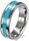 JewelryWe Schmuck Wolframcarbid Damen-Ring Synthetische Türkis Inlay 6mm Bandring Eheringe Verlobungsringe Größe 63