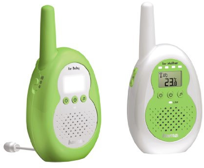 Hama Babyphone BM100 (Reichweite 300 m, Gegensprechfunktion, Schlaflied und Nachtlichtfunktion, mit Gürtelclip) weiß/grün