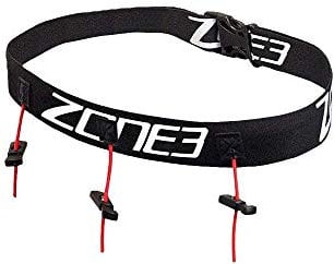 ZONE3 Ultimate Race Number Belt, Unisex Adult, Black White and Red, One Size