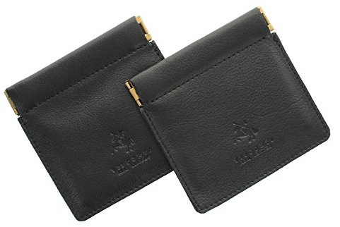 Visconti Paquet de 2 Porte-Monnaies en Cuir avec Ouvertures d'Encliquetage CP7 Noir