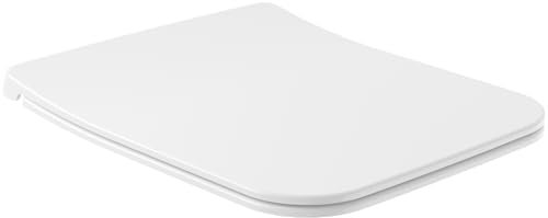 Villeroy & Boch Venticello WC-Sitz SlimSeat, abnehmbarer Toilettensitz mit Absenkautomatik, aus bruchsicherem Duroplast, Original Ersatzteil, Sandwich Slim-Design, eckig, Weiß Alpin, glänzend
