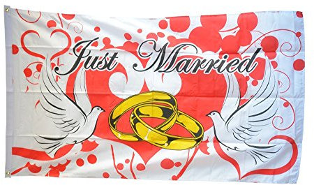 Flaggenfritze® Flagge Just Married Tauben - 90 x 150 cm