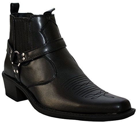Us Brass Eastwood - Stivali da cowboy da uomo con doppio tassello, tacco western, tacco cubano, taglie 40-42, colore: nero, Nero , 42 1/3 EU