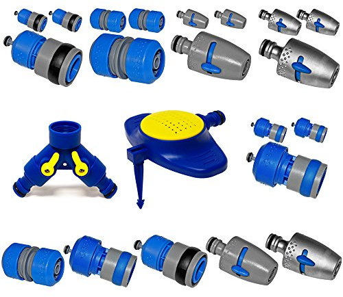 Deuba Schlauchverbinder Schnellkupplung Schlauchstück Zubehör Schlauchende - mit Wasserstop - 1/2 Anschluss - einfache Montage