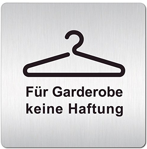 Türschilder24 XXL Schild - Türschild (B) • 125 x 125 mm • Für Garderobe keine Haftung + Motiv Kleiderbügel • 1,5 mm Aluminium Vollmaterial • 100% Made in Germany