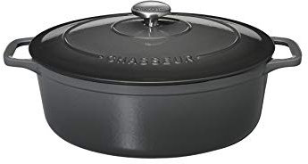 Chasseur 4731 Cocotte ovale-31 cm fonte émaillée, 6 liters, Caviar intérieur Noir