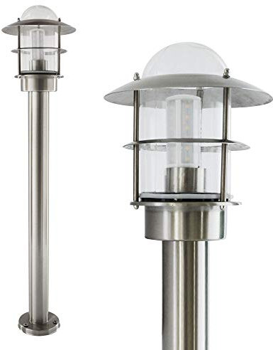 max K O M F O R T Aussenstandleuchte aus Edelstahl und Glas Standleuchte Gartenstandleuchte Pollerleuchte Wegeleuchte E27 251-800