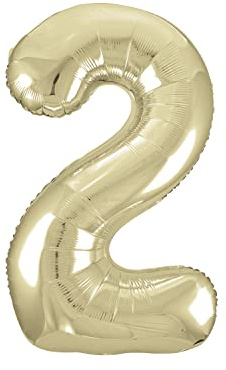 Gold Number 2 Shaped Large Foil Balloon (86cm) 1 Piece - Perfect for Birthday Parties and Special Events