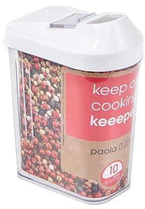 keeeper Schüttdose für Trockenvorräte, Stufenlos verstellbarer Dosierdeckel, Kunststoff, 250 ml, 6,5 x 4 x 12 cm, Paola, Weiß