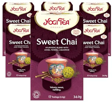 Yogi Tea, Sweet Chai, Organic Herbal Tea, Naturally Caffeine Free, Blend of Anise, Fennel and Liquorice, 6 Packs x 17 Tea Bags (102 Teabags Total)