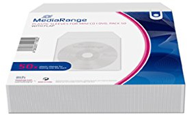 MediaRange Plastiktaschen für 1 Disc, für Mini CD-R und Mini DVD-R, mit Lasche, transparent, 50er Pack BOX64-8