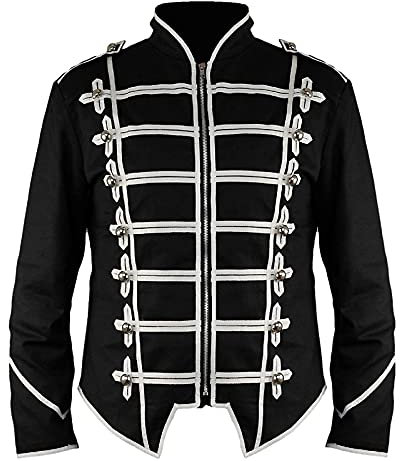 Steampunk Emo Punk Goth Militaire Officier Parade Veste - Noir (XXL Homme)