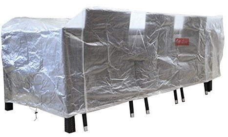 Jet-Line |Abdeckplane | Palermo | 3,2 x 1,3 x 0,80 m | transparent | Schutzhülle |Wetterschutz | Hülle | Plane | Abdeckung | Gartenmöbel | Essgruppe | Witterungsschutz