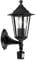 Eglo Lámpara de pared de exterior Laterna 4, luz de exterior de 1 foco con detector de movimiento, lámpara de pared de aluminio fundido y cristal, color negro, portalámparas E27, IP44