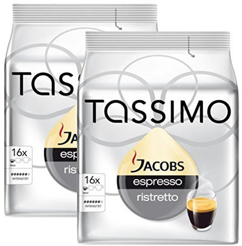 Bosch Tassimo 'Jacobs Espresso Ristretto' 16 T Disc Coffee Machine Capsules (Pack of 2)