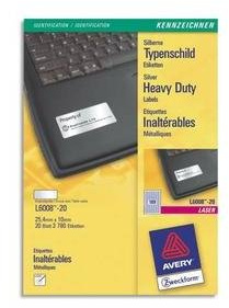 Avery Sealing Labels Silver 25,4 x 10 mm (20) – Drucker-Etiketten Laser, 25, 4 x 10 mm