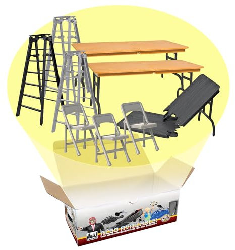 Juego de accesorios para mesas, escaleras y sillas para figuras de acción de lucha libre