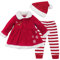 YiZYiF Cute Baby Mädchen Weihnachten Bekleidung Set Warm Fleece Top Pullover Weihnachten Kleid + Mütze Weihnachtskostüm Gr. 80 86 92 (86-92)