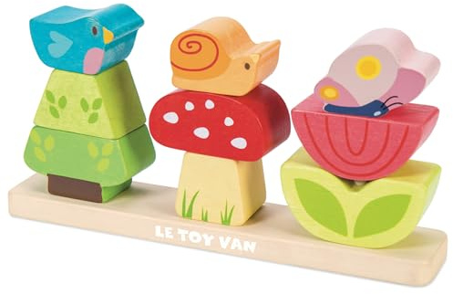 Le Toy Van – Pädagogische Petilou Bauklötze „Mein Stapelgarten“ aus Holz | Sensorisches Montessori-Lernspielzeug für Babys und Kleinkinder – Geeignet für Kinder ab 12 Monaten, PL009