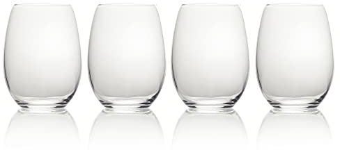 MIKASA Julie Luxury Lead-Free Crystal Stemless Wine Glasses, 560 ml, Clear, Set of 4