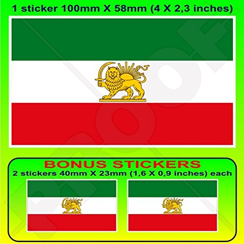 Iran Persia, Former Iranian Flag, Persian 4 (100mm) Vinyl Sticker, Decal x1+2 Bonus