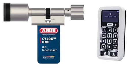 ABUS Cylox One CFZ4100NM EPZ 45-55/30-40, elektronischer Türzylinder mit mechanischem Innenknauf + Tastatur CFT3100W