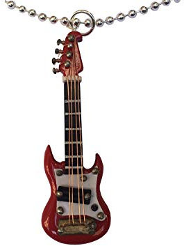 Miniblings E-Gitarre Kette Halskette 80cm Gitarrist Gitarristin Musiker + Box rot - Handmade Modeschmuck - Kugelkette versilbert