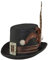 Orlob KBO54501-1 Hut Steampunk Zylinder, schwarz mit Federn
