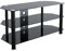 MAHARA Glass Corner TV Stand – Universal Black Glass TV Unit 100cm wide with Glass Shelves and Cable Management – TV Floor Stand Suitable for up to 50” TVs and Max Weight 45kg