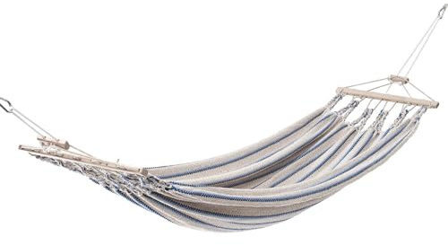 Chico-Einzelhängematte 300 x 130 cm - Baumwolle, beige-blau