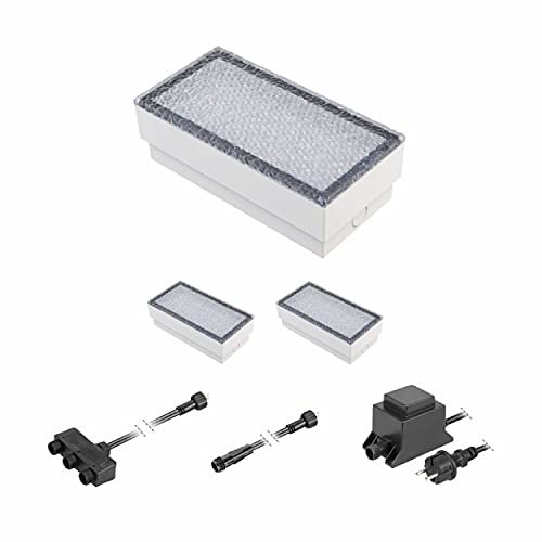 ledscom.de LED Pflaster-Stein Gorgon Boden-Einbauleuchte für außen, 20x10cm, 12V, warm-weiß 3er Set