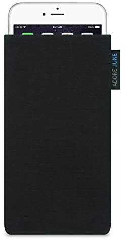 Adore June Classic Schwarz Tasche kompatibel mit iPhone 7 / iPhone 6S / iPhone 6 Handytasche aus widerstandsfähigem Cordura Stoff mit Display Reinigungs-Effekt, Made in Europe