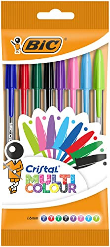 BIC Cristal Multicolor - Caja de 8 bolígrafos, colores fashion y regulares