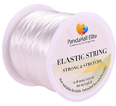 PH PandaHall Filo Gioielli Filo Elastico Piatto per Creazione Gioielli Collane e Braccialetti Fai Da Te, Bianco, 0.8mm, circa 60m / rotolo