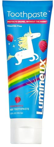 Lumineux Dentist Formulated Kids Toothpaste, Strawberry Flavor & Unicorn Approved, Fluoride Free & SLS Free - 3.75 Oz