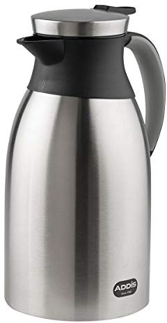Addis Prestige Vacuum Flask Jug Catering Hotel Dining Commercial Restaurant, 2 Litre, Stainless Steel / Black