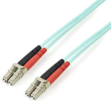 StarTech.com Cavo in fibra ottica multimodale LC-LC UPC OM3 da 2 m - Fibra full duplex 50/125µm, reti 100G, LOMMF/VCSEL - Bassa perdita di inserzione <0.3dB - Cavo patch in fibra LSZH (A50FBLCLC2)