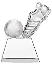 CRISTALICA Glaspokal Fußballtrophäe Award Sportlerauszeichnung aus Glas Höhe 9cm