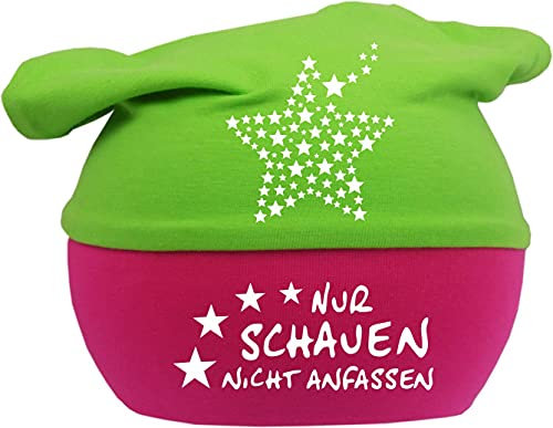 Kleiner Fratz Baby Kopftuch Mütze Multicolor Stern (Farbe pink-Lime) (Gr. 1 (56-74) Nur schauen Nicht anfassen