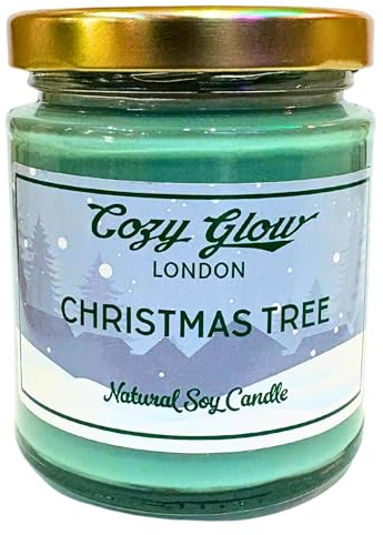Cozy Glow Christmas Tree Soy Candle | Warm Evergreen & Woodland Forest Scent | Perfect for Scenting Artificial Christmas Trees | Hand-Poured in The UK | Long Clean Burn