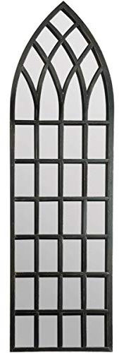 MirrorOutlet Large Metal Arched Black Outdoor Mirror Frost Protected 4ft7 x 1ft6 140 x 40.5cm, 4ft-5ft,GMA016