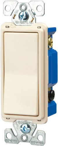 Eaton 7504LA 15-Amp 120/277-volt Standard Grade 4-Way Decorator Switch with Back, Push and Side Wiring, Light Almond