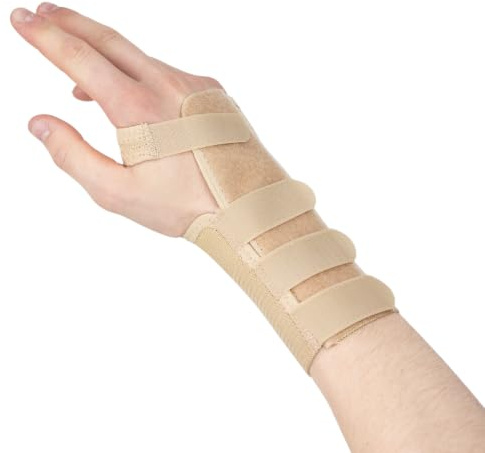 Actesso Tri-Weave Wrist Splint Brace, Day & Night Relief | Wrist Support for Relief from Carpal Tunnel, Fractures, Sprains and Joint Pain (Beige, Small, Left Hand)